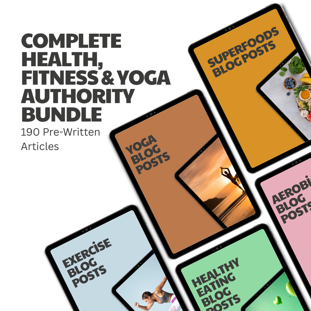 Complete Health, Fitness & Yoga Authority Bundle – 190 Pre-Written Articles